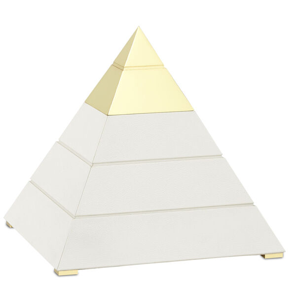 Mastaba White and Polished Brass Large Pyramid, image 1