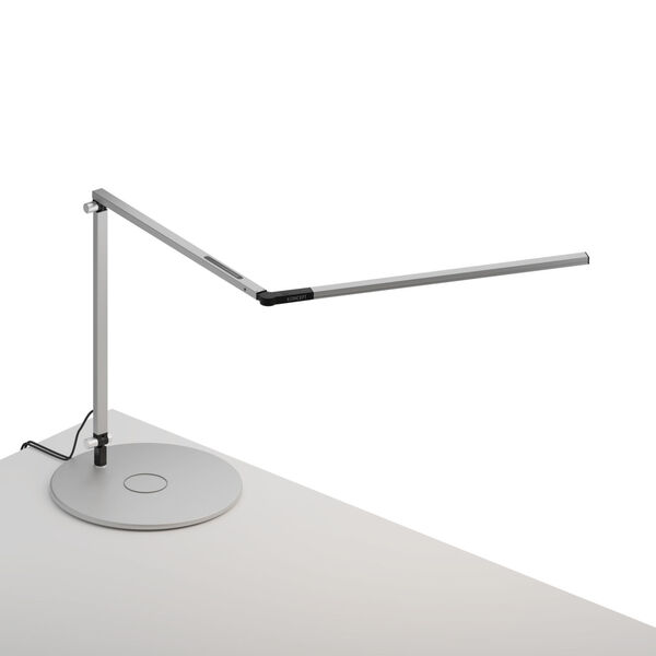Z-Bar Silver LED Slim Desk Lamp with Wireless Charging Qi Base, image 1