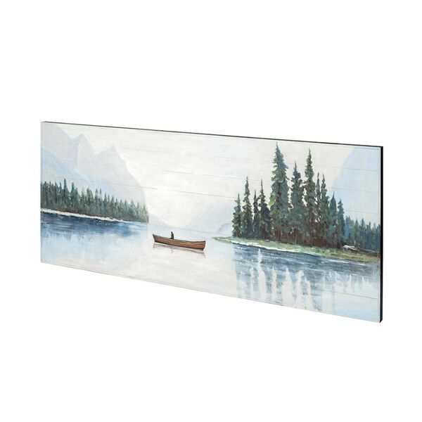 Solitude Canoe on the Lake 72 In. x 30 In. Original Hand Painted Oil Painting, image 1