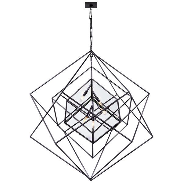 Cubist Large Chandelier in Aged Iron by Kelly Wearstler, image 1