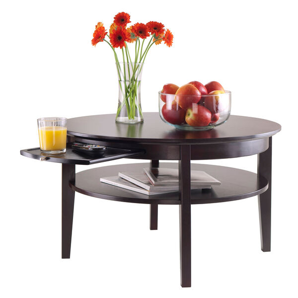 Amelia Round Coffee Table with Pull Out Tray, image 2