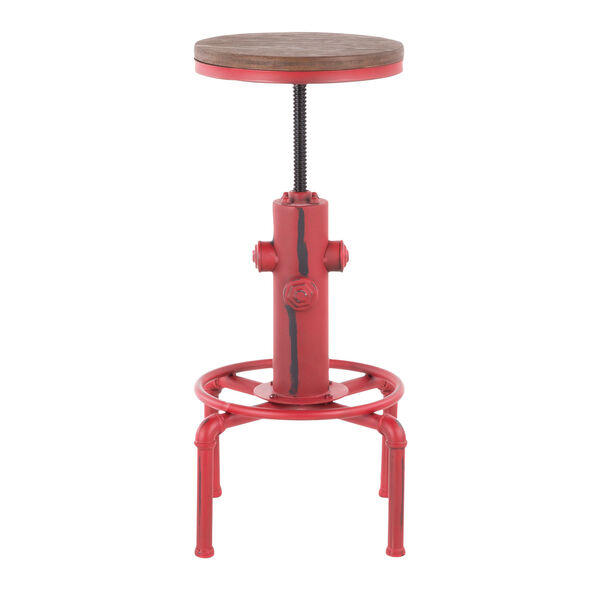 Hydra Vintage Red and Brown Bar Stool with Foot Ring, image 5