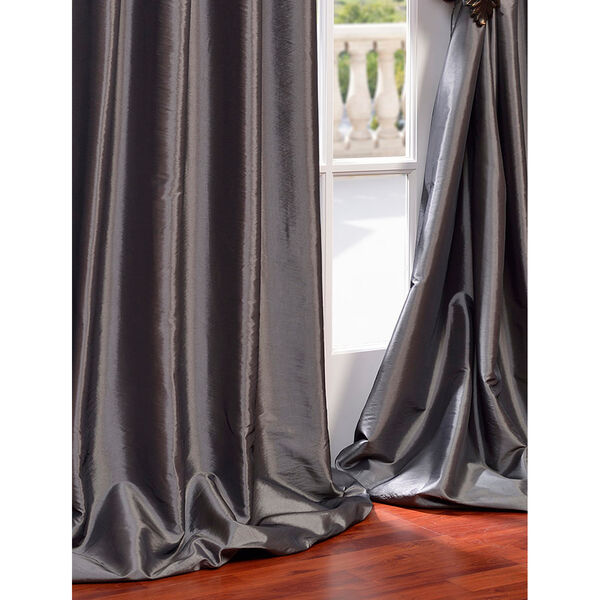 Graphite 108 x 50-Inch Grommet Blackout Faux Silk Taffeta Curtain Single Panel, image 2