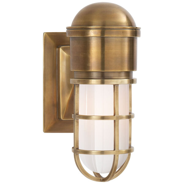 Marine Wall Light in Hand-Rubbed Antique Brass with White Glass by Chapman and Myers, image 1