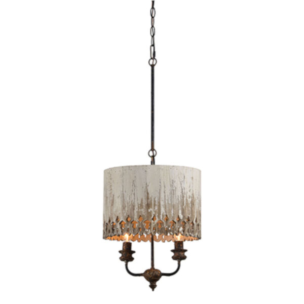 Olivia Rustic Black And Cottage White Two-Light Pendant, image 1