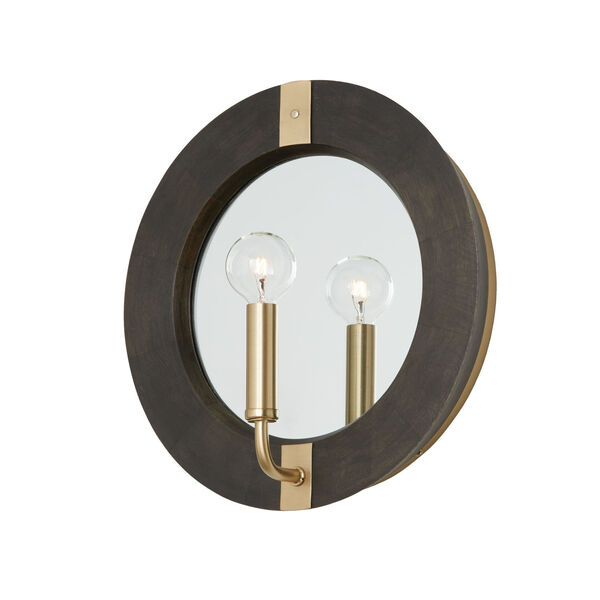 Finn Black Stain and Matte Brass One-Light Sconce, image 1