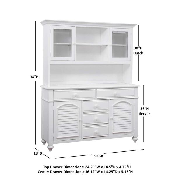 Eggshell White Cottage Traditions Server and Hutch, image 4