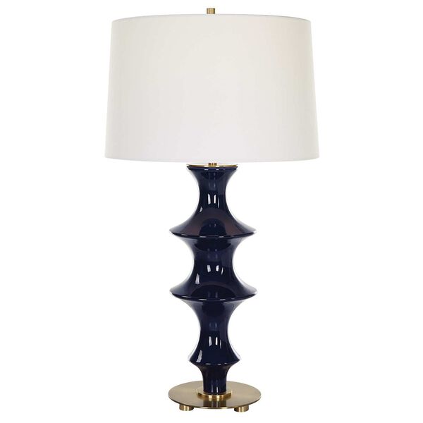 Coil Rich Cobalt Blue and White Table Lamp, image 1
