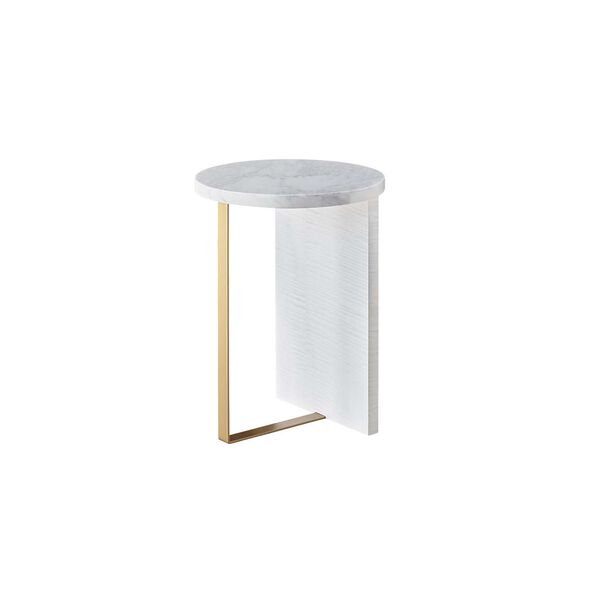 Tranquility Reverie White and Gold Round Accent Table, image 1