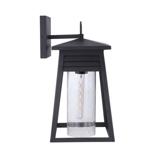 Becca Textured Matte Black Large One-Light Outdoor Lantern with Clear Seeded Glass, image 4