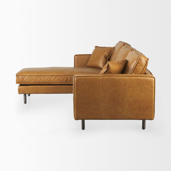DArcy Tan Leather RIGHT Chaise Sectional Sofa, image 3