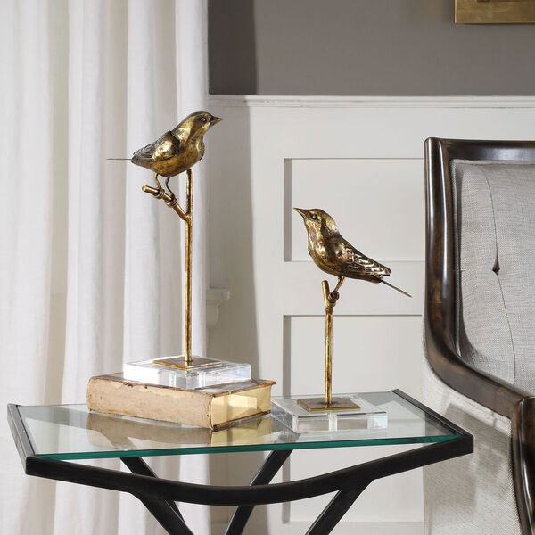 Passerines Bird Sculptures, Set of Two, image 2