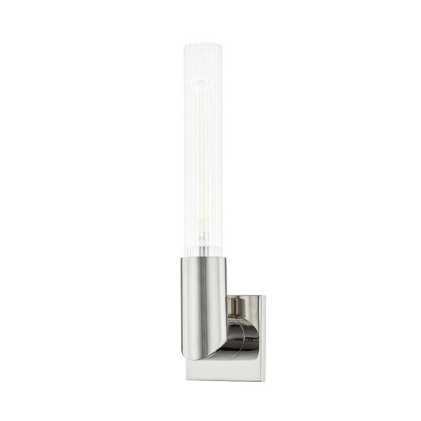 Asher Polished Nickel One-Light Wall Sconce with Clear Glass Shade, image 1