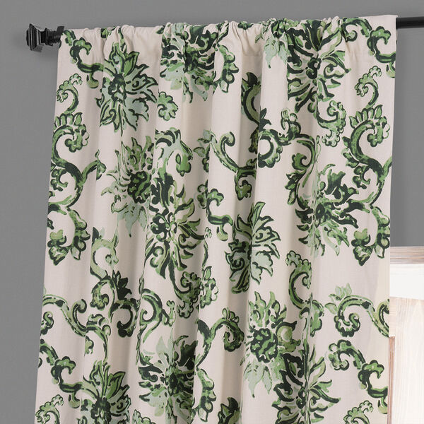 Indonesian Green Printed Cotton Blackout Single Panel Curtain, image 3