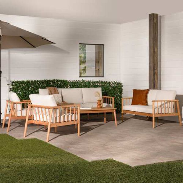 Circa Natural Five-Piece Outdoor Spindle Chat Set, image 1