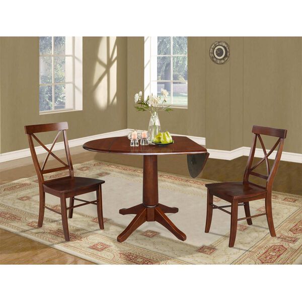 Espresso 30-Inch High Round Top Pedestal Table with Chairs, image 2