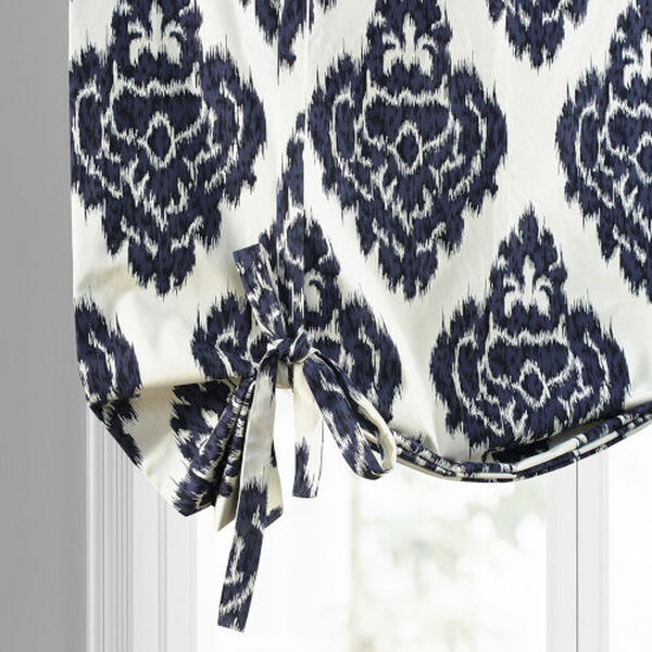 Ikat Blue Printed Cotton Tie-Up Window Shade Single Panel, image 4