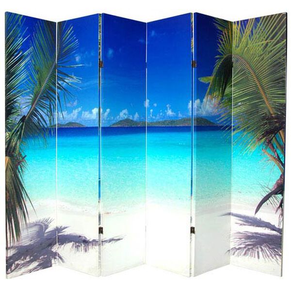 Six Ft. Tall Double Sided Ocean Canvas Room Divider Six Panel, Width - 96 Inches, image 3