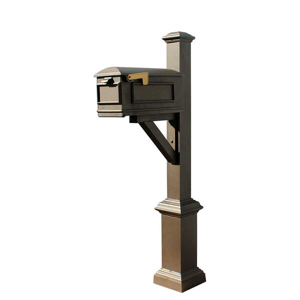 Westhaven Bronze Support Bracket Square Base and Pyramid Finial Mounted Mailbox Post, image 1