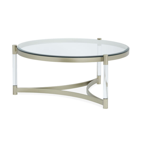 Silas Tempered Clear Glass Round Cocktail Table with Acrylic Leg, image 3