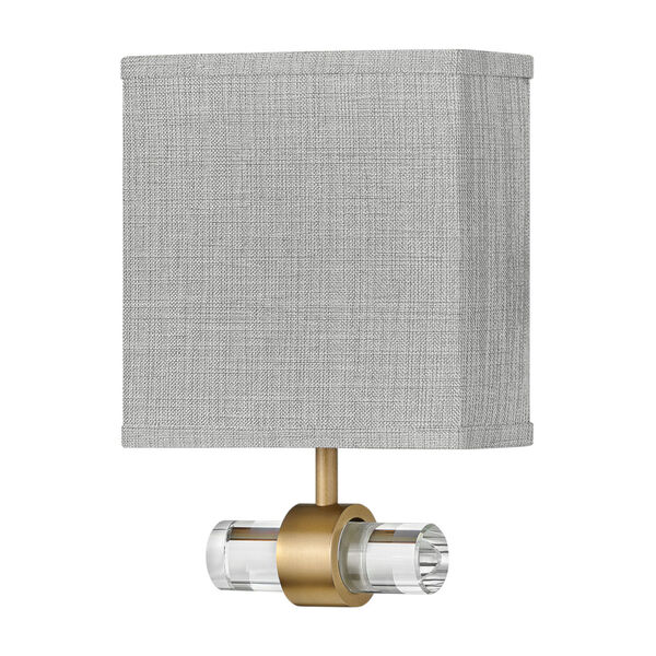 Luster Heritage Brass One-Light LED Wall Sconce with Heathered Gray Slub Shade, image 1