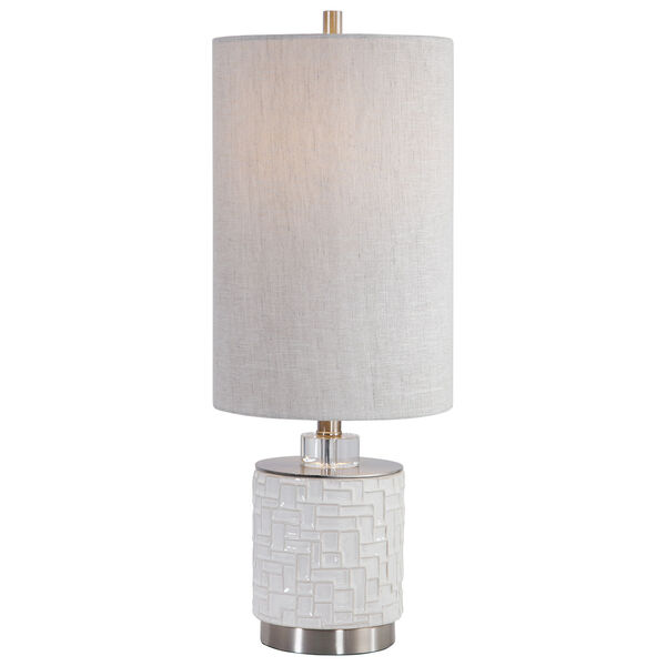 Elyn Brushed Nickel and White Table Lamp, image 1