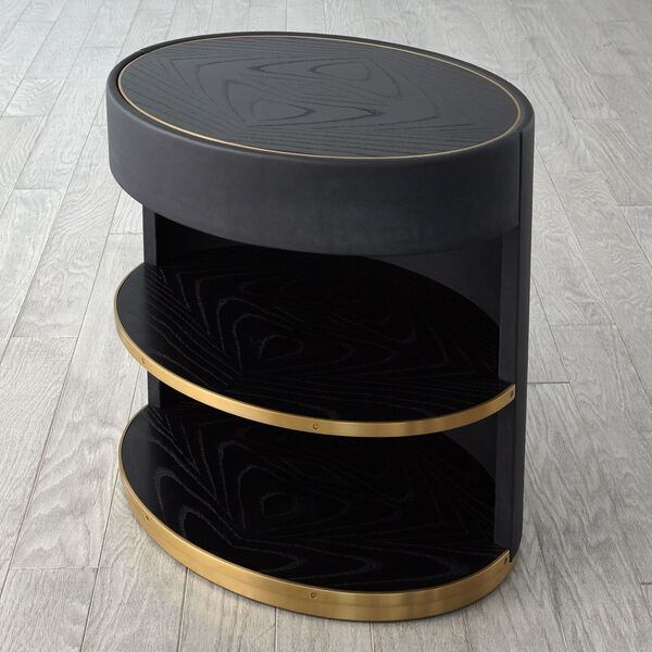 Ellipse Black and Brass Bedside Cabinet, image 3