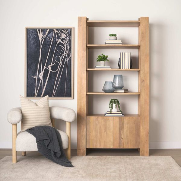Beth Light Brown Open and Closed Storage Shelving Unit, image 3