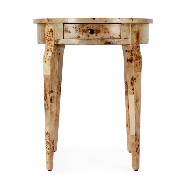 Archer Traditional Burl Side Table with Drawer, image 1