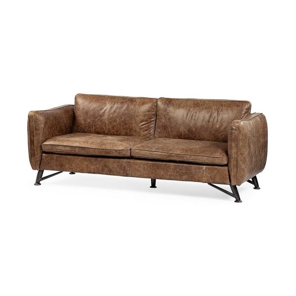 Cobain I Brown Leather Two Seater Sofa, image 1