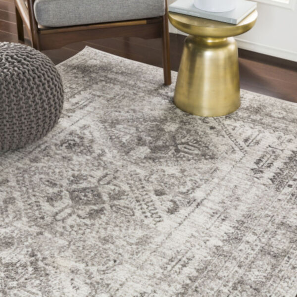 Monte Carlo Light Gray, White and Charcoal Runner Rug, image 2