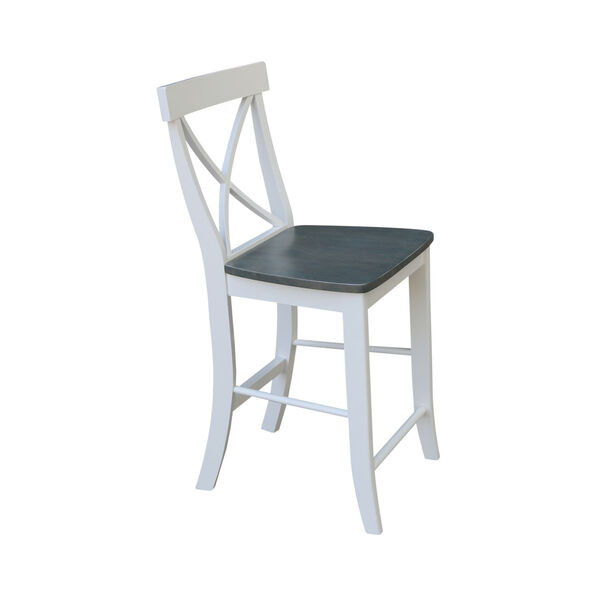 White and Heather Gray X-Back Counterheight Stool, image 3