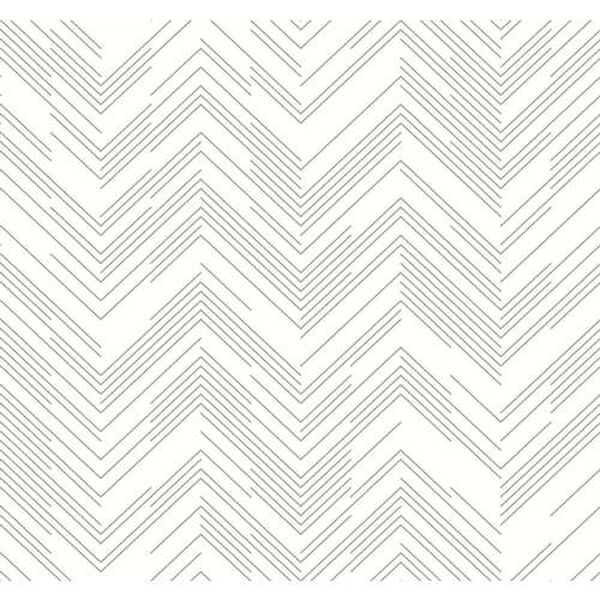 Polished Chevron White and Silver Wallpaper, image 2