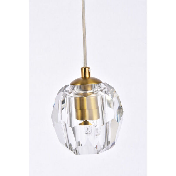 Eren Gold 32-Inch Five-Light Pendant with Royal Cut Clear Crystal, image 6