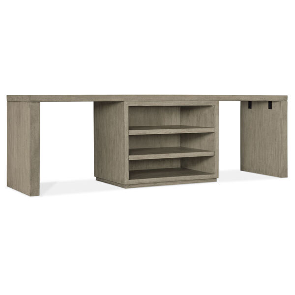 Linville Falls Smoked Gray 96-Inch Desk with Centered Open Desk Cabinet, image 1