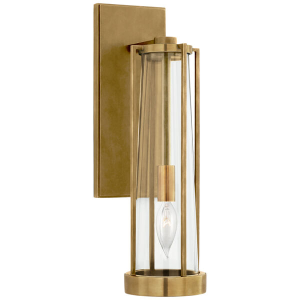 Calix Bracketed Sconce in Hand-Rubbed Antique Brass with Clear Glass by Thomas O'Brien, image 1