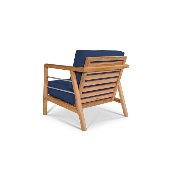 Aalto Natural Teak Deep Seating Four-Piece Outdoor Sofa Set with Sunbrella Navy Blue Cushion, image 5