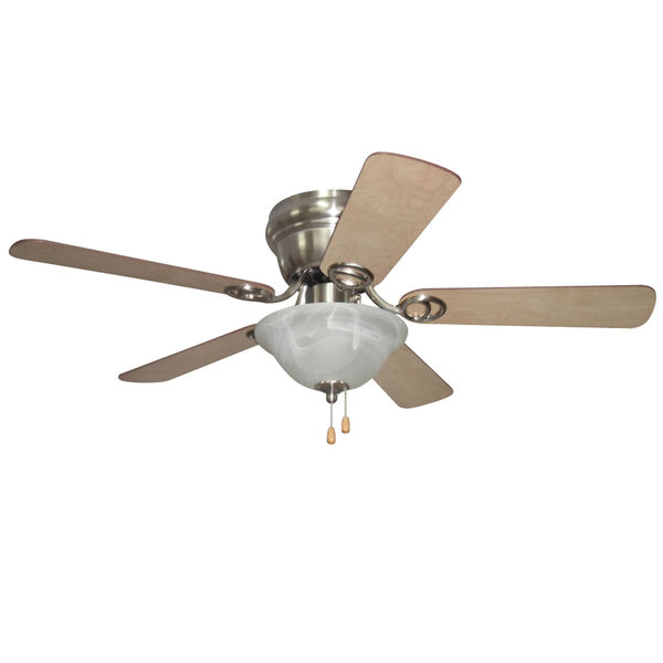 Wyman Brushed Polished Nickel 42-Inch Two-Light Ceiling Fan with Reversible Ash and Walnut Blades, image 1