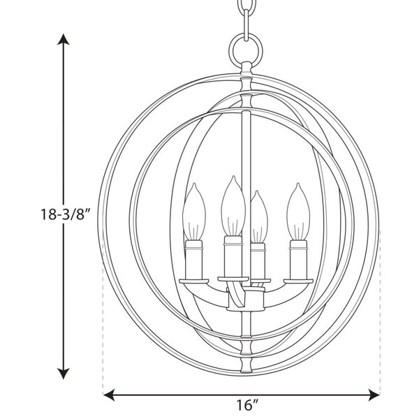 Equinox Satin Brass 16-Inch Four-Light Pendant, image 3