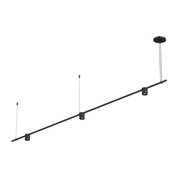 Suspenders Satin Black Eight-Feet Three-Light LED Linear Chandelier, image 1