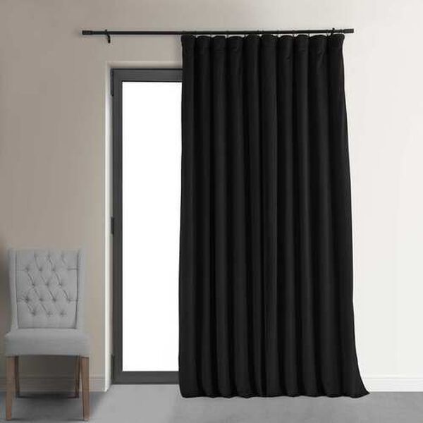 Signature Black Double Wide Velvet Blackout Pole Pocket Single Panel Curtain 100 x 96, image 1