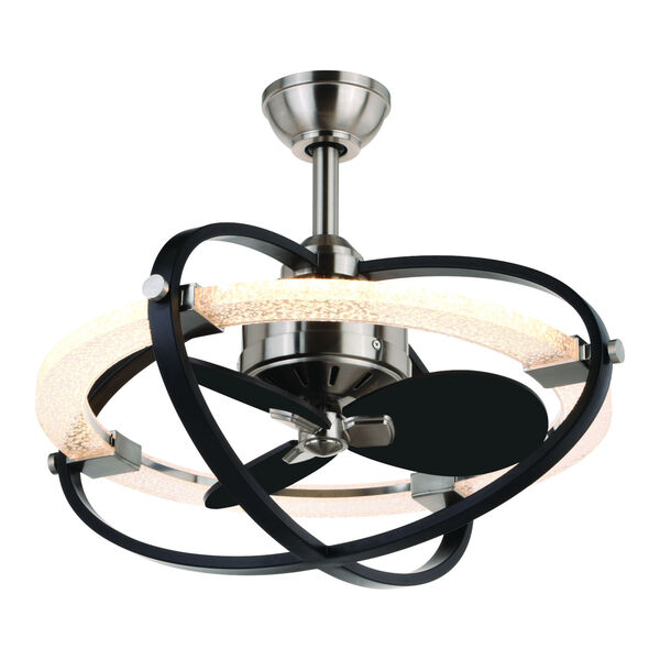 Galileo Satin Nickel Black LED Ceiling Fan, image 1