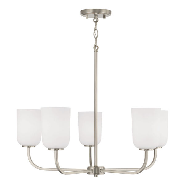 Lawson Brushed Nickel Five-Light Chandelier with Soft White Glass, image 2
