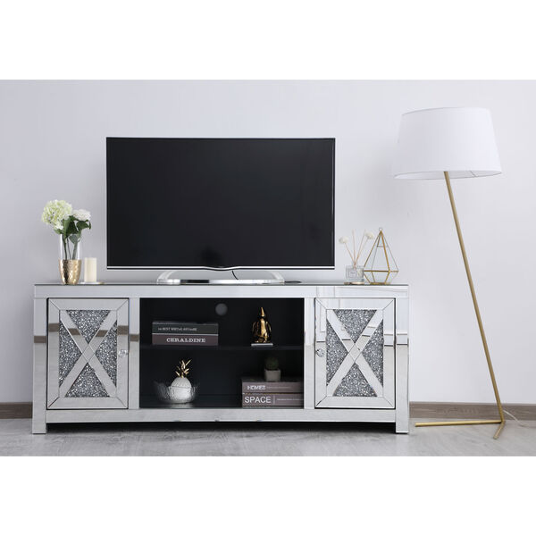 Clear  59-Inch Crystal Mirrored TV Stand, image 5