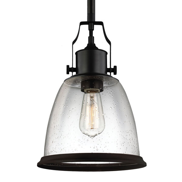 Hobson Oil Rubbed Bronze One-Light 10-Inch Wide Mini Pendant with Clear Seeded Glass, image 1