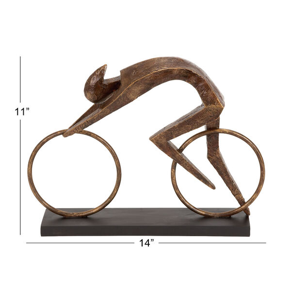 Brown Polystone Bicycle Sculpture, image 2