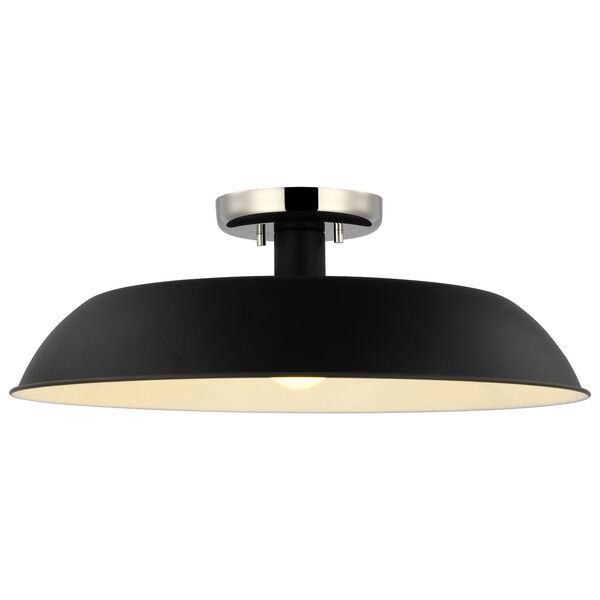 Colony Matte Black and Polished Nickel One-Light Semi Flush Mount, image 2