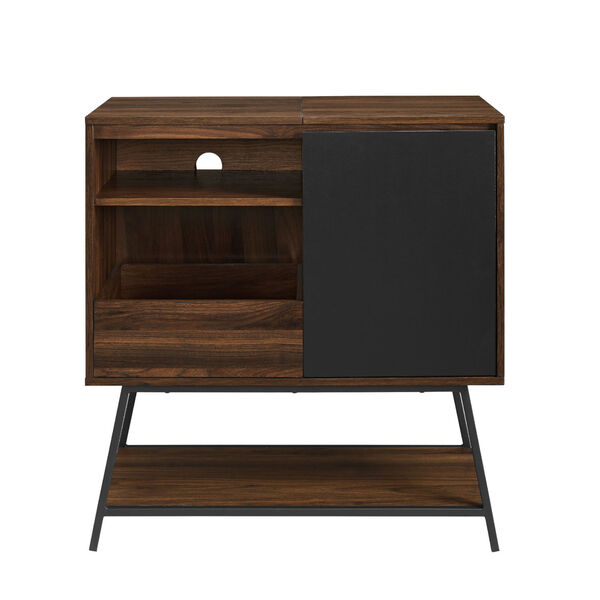 Bonnie Solid Black and Dark Walnut Record Player Accent Cabinet, image 1