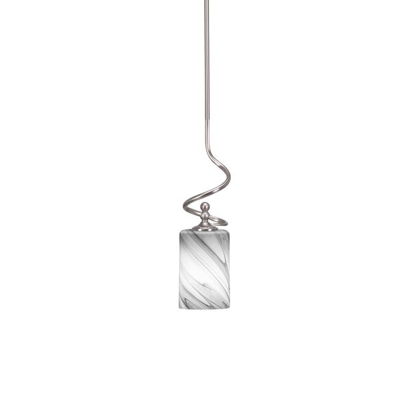Capri Brushed Nickel One-Light Mini Pendant with Four-Inch Onyx Swirl Glass, image 1