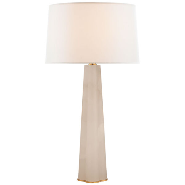 Adeline Large Quatrefoil Table Lamp in Alabaster with Linen Shade by Suzanne Kasler, image 1
